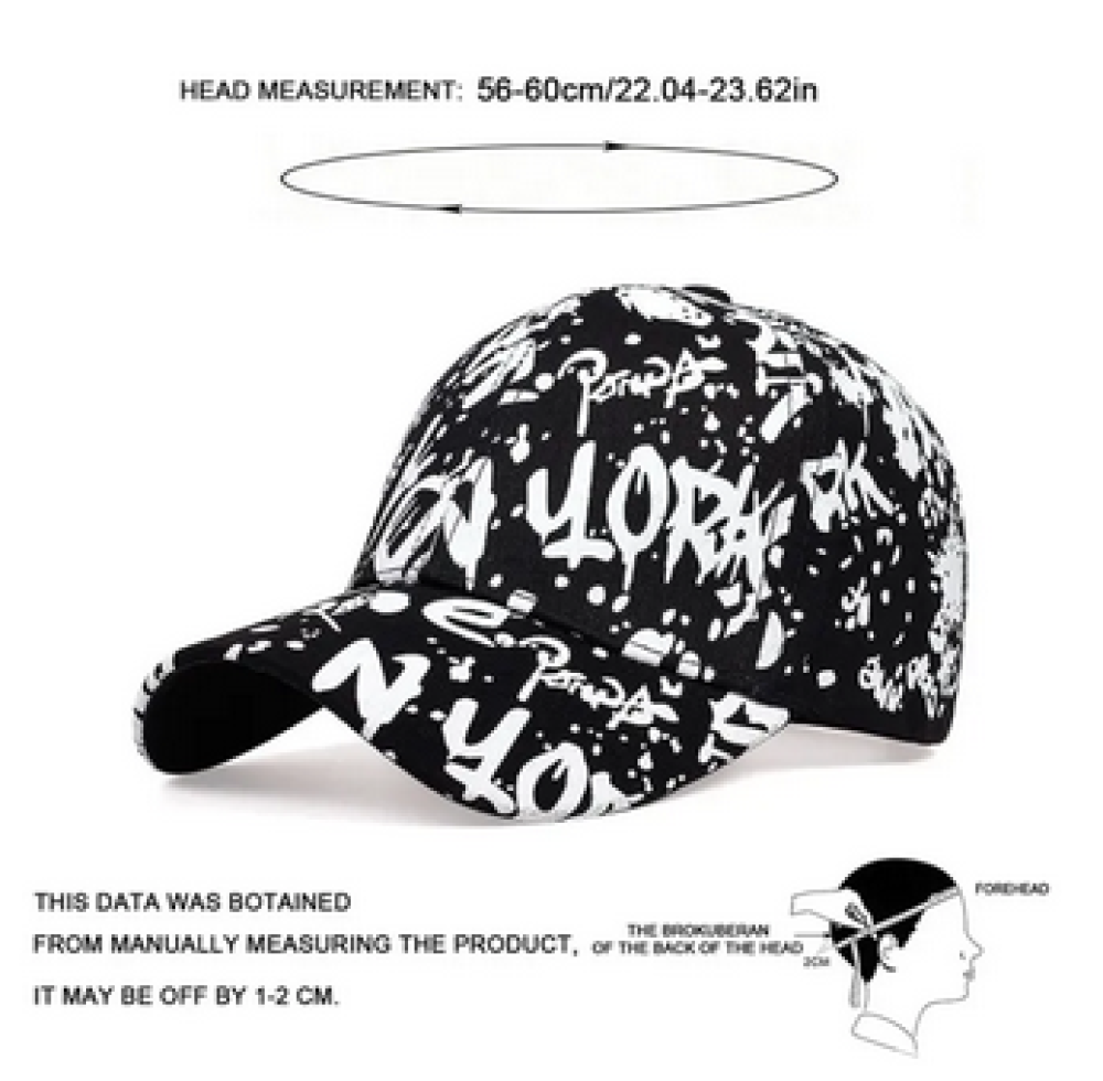 Unisex Letter Graffiti Print Baseball Caps Spring Autumn Outdoor Adjustable Casual Hats Sunscreen Hat