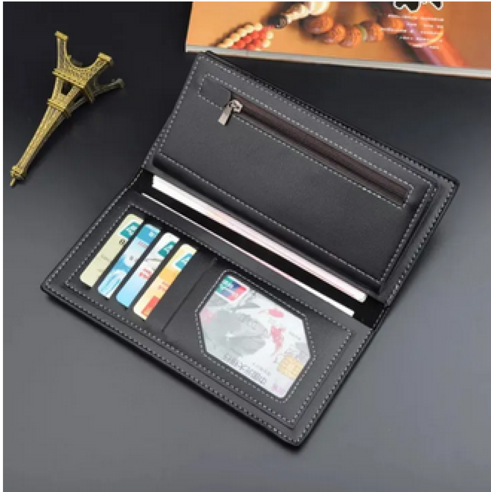 Men Long Wallet PU Leather Slim Wallet Long Clutch Leather Wallet Long Business Male Wallet Coin Purse Men Purse Pouch with Card Holder for Men