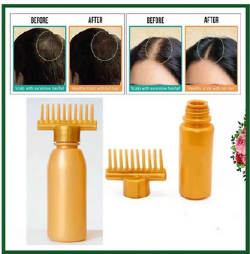 Hair Oil Bottle With Comb | Best For Dandruff & Hair Fall | Anti Lice Comb | Imported Multipurpose Applicator |